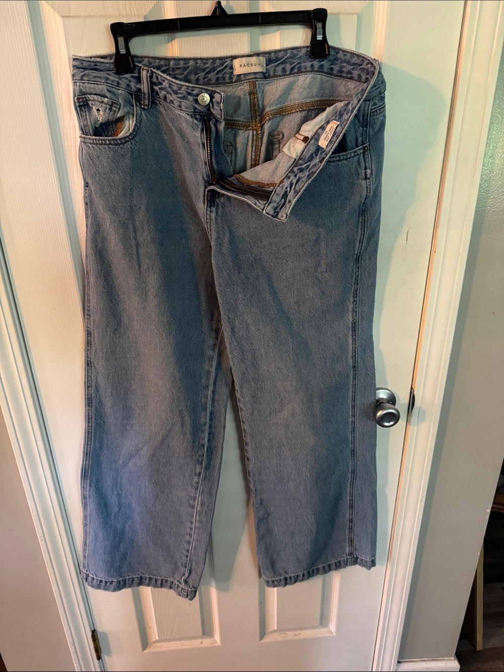 PAIGE Light Blue Casey Low rise  Wide Leg Jeans